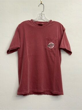 Vintage-Style Pocket T-Shirt in Dusty Maroon - Unbranded
